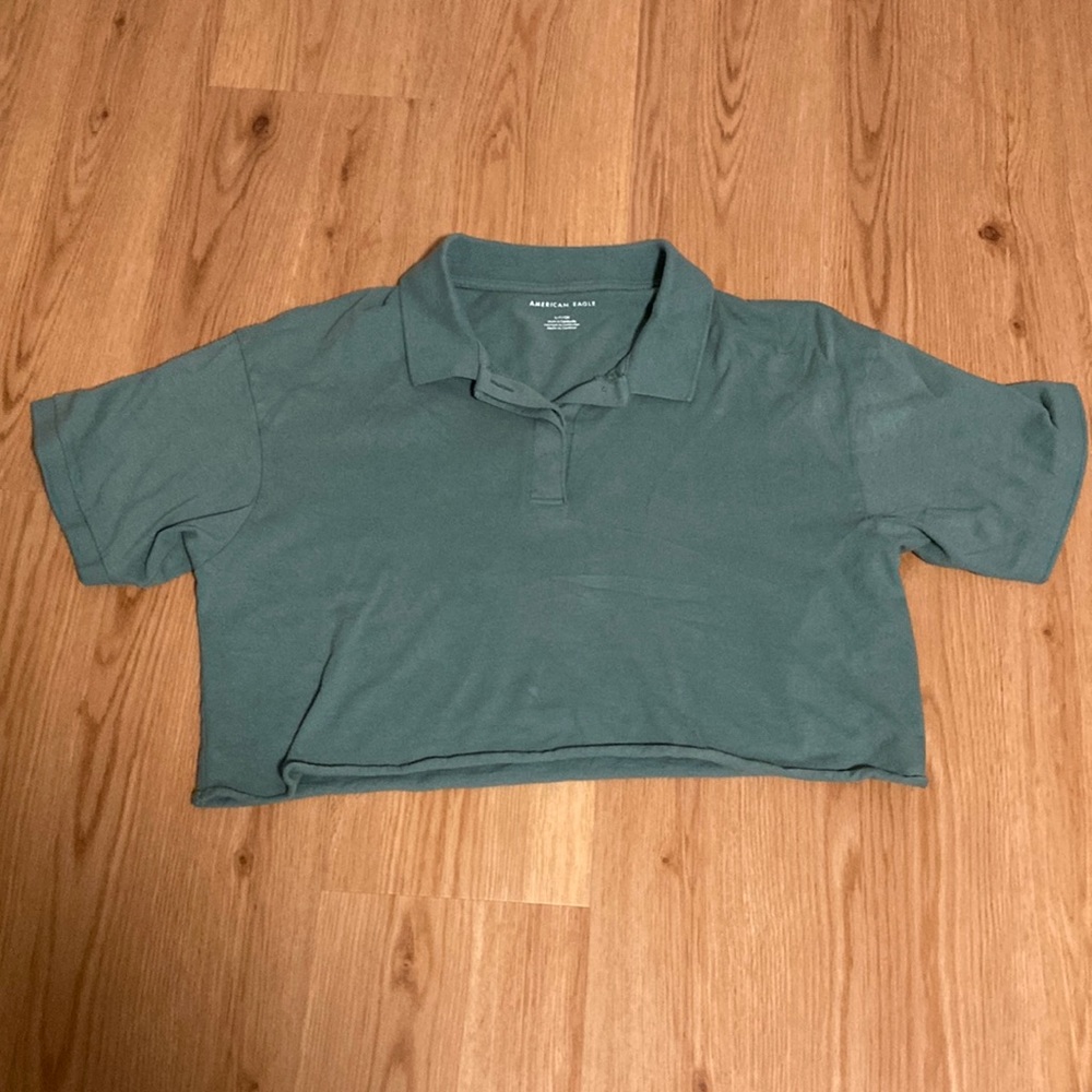 Teal American Eagle Crop Top